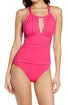 La Blanca Island Goddess Mio High-neck One-piece Swimsuit In Ginger