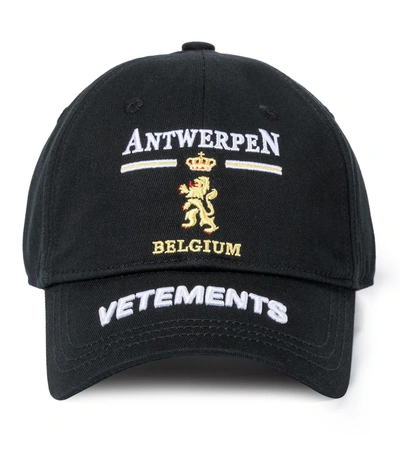 Vetements Antwerp Logo Cotton Baseball Cap In Black