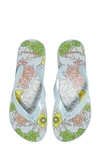 Tory Burch Wedge Flip Flop In Lue Eyes / Wallpaper Floral