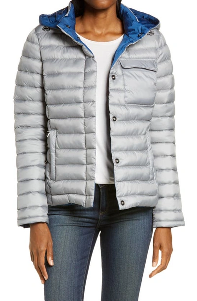 Zella Ultralight Reversible Puffer Jacket With Removable Hood In Grey
