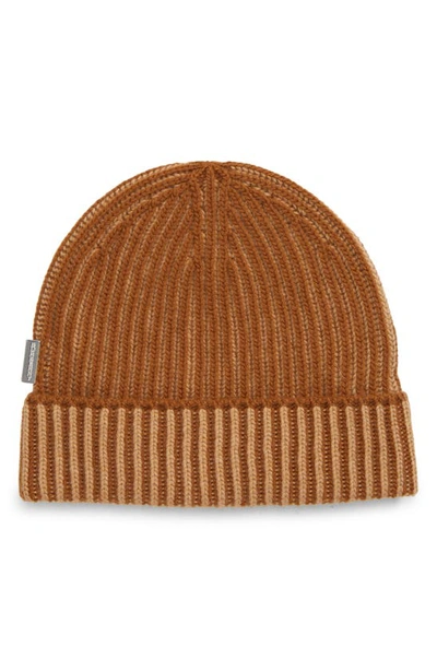 Burberry Rib Cashmere Beanie In Camel