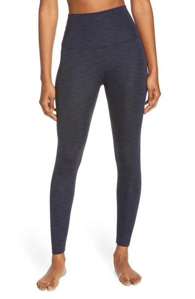 Beyond Yoga Heather High Waist Rib Leggings In Nocturnal Navy Heather