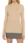 Endless Rose Ribbed Mock Neck Top In Tan