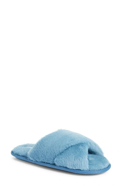 Flora Nikrooz Victoria Faux Fur Slipper In Blue