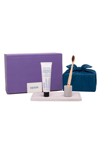 Ojook Intention Toothbrush, Toothpaste & Tray Set In Grey