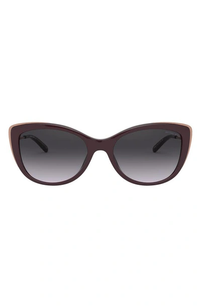 Michael Kors 55mm Gradient Cat Eye Sunglasses In Cordovan/ Dark Grey Gradient