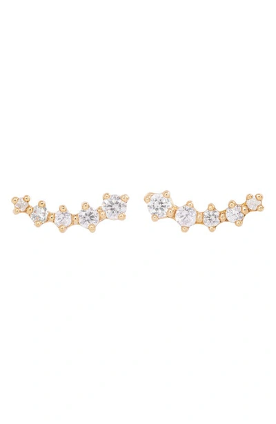 Stone And Strand Ear To Ear Diamond Curve Stud Earrings In Yellow Gold