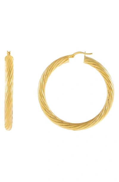 Adinas Jewels Chunky Twisted Hoop Earrings In Gold