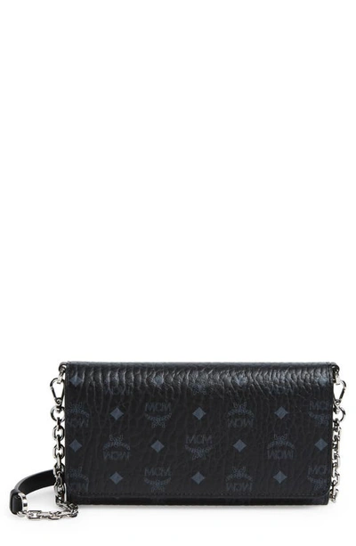 Mcm Visetos Coated Canvas Crossbody Wallet In Black