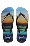 Havaianas Hype Tropical Print Flip Flop In Black/ Black/ White