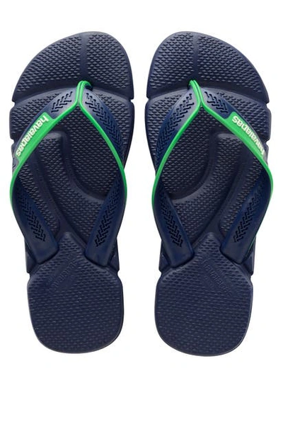 Havaianas 'power' Flip Flop In Navy Blue/green Leaf