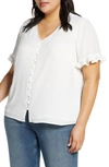 Cece Ruffle Sleeve Top In Soft Ecru