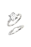 Lafonn Emerald-cut Ring In Silver/ Clear