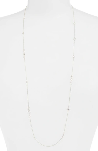 Lafonn Long Simulated Diamond Station Necklace In Silver