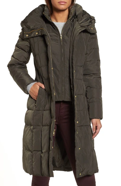 Cole Haan Signature Cole Haan Bib Insert Down & Feather Fill Coat In Forest