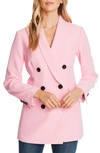 Cece Double Breasted Twill Blazer In Pink Begonia