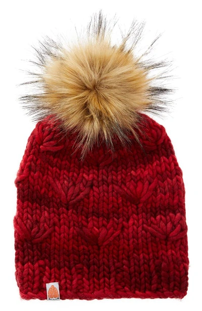 Sh T That I Knit Sh*t That I Knit The Motley Merino Wool Beanie With Removable Faux Fur Pompom In Cardinal