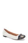 Agl Attilio Giusti Leombruni Cap Toe Ballet Flat In Ivory/ Blue Snake