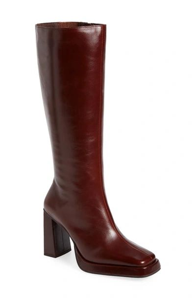 Jeffrey Campbell Maximal Knee High Boot In Brown Leather