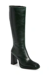 Jeffrey Campbell Maximal Knee High Boot In Green Leather