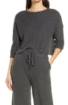 Beyond Yoga Waffle-knit Cropped Pullover In Charcoal