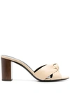 Saint Laurent Women's Bianca 75 Knotted Leather Mid Heel Sandals In Light Beige