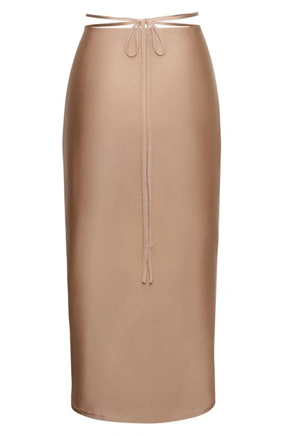 Afrm Saoirse Knit Pencil Skirt In Sienna