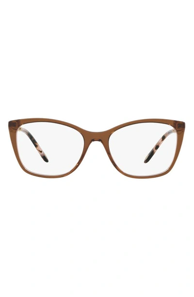 Tiffany & Co 54mm Square Optical Glasses In Brown/ Grey/ Pink