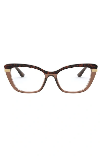 Dolce & Gabbana 54mm Square Optical Glasses In Havana/ Transparent Brown