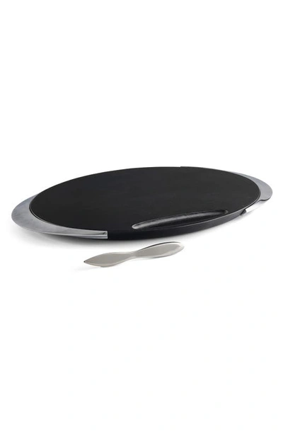 Nambe Noir Oval Cheese Board With Knife In Black