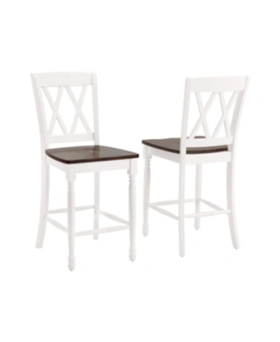 Crosley Shelby 2 Piece Counter Stool Set In White