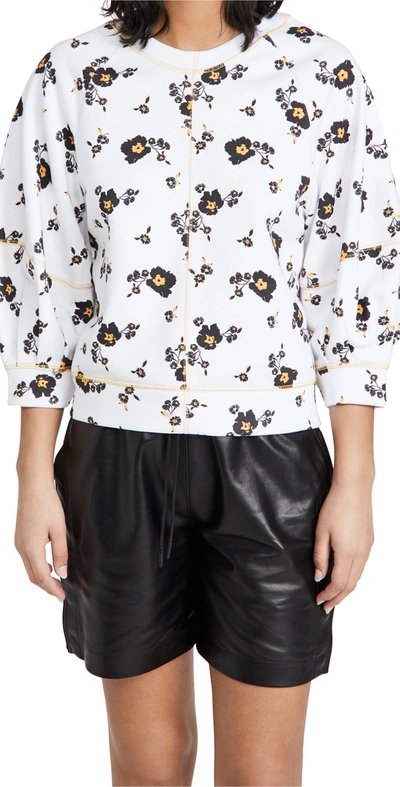 Tanya Taylor Josephine Floral Cotton Sweatshirt In Scattered Blossom Optic White