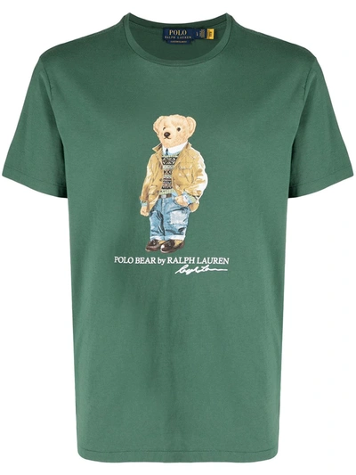 Polo Ralph Lauren Teddy Bear-print Short-sleeved T-shirt In Green