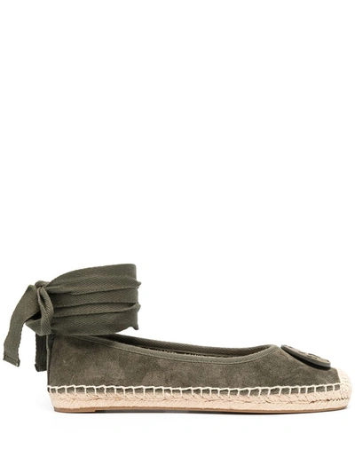 Tory Burch Lace-up Espadrilles In Green