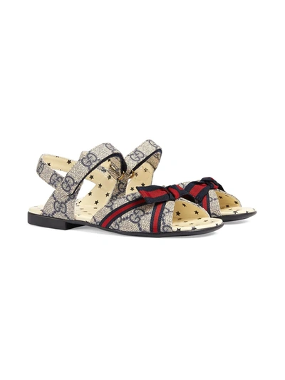 Gucci Kids' Gg Supreme Sandals In Blue