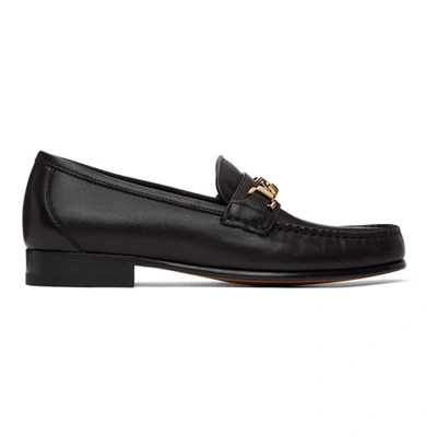Gucci Black Leather Sylvie Chain Loafers In 1000 Black