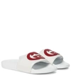 Gucci Interlocking G Leather Slide Sandal In White
