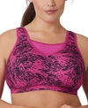Glamorise Women's Plus Size Sport Elite Performance Camisole Bra 1067 In Fuchsia Print