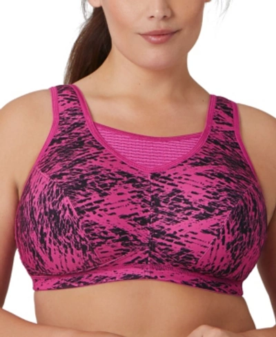 Glamorise Women's Plus Size Sport Elite Performance Camisole Bra In Fuchsia Print