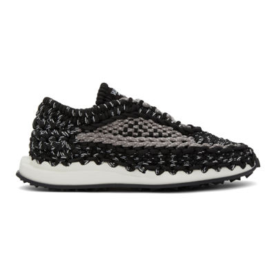 Valentino Garavani Black & Grey Crochet Sneakers