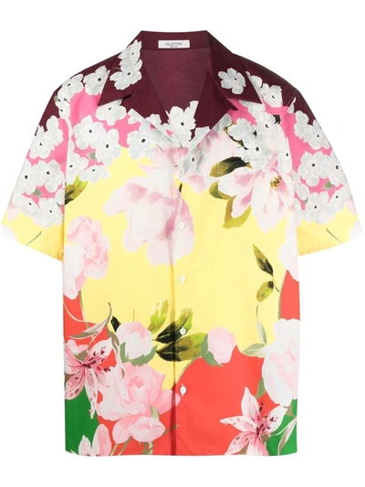 Valentino Flower Print Shirt Bowling Shirt - Atterley In Yellow/multicolor