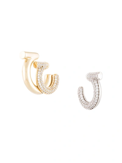 Ferragamo Gancini Asymmetrical Hoop Earrings In Gold