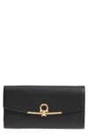Ferragamo Gancio Calfskin Leather Clutch In Nero