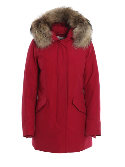 Woolrich Arctic Parka Detachable Fur In Sky Red