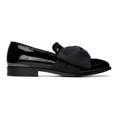 Alexander Mcqueen Bow-front Patent-leather Loafers In 1069 Black