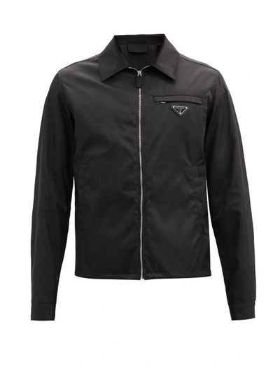 Prada Triangle Logo-patch Re-nylon Jacket In Black