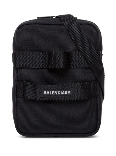 Balenciaga Army Brand-patch Canvas Cross-body Bag In Black