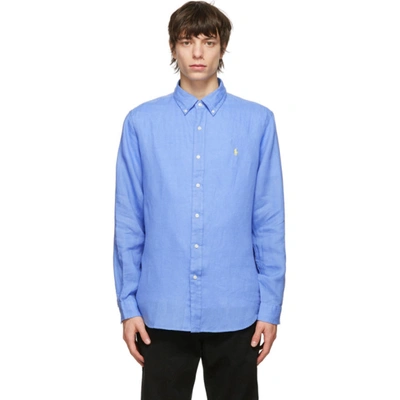 Polo Ralph Lauren Blue Linen Classic Fit Shirt In Light Blue