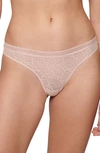 Simone Perele Comete Feather & Fan Lace Thong In Pinky Sand