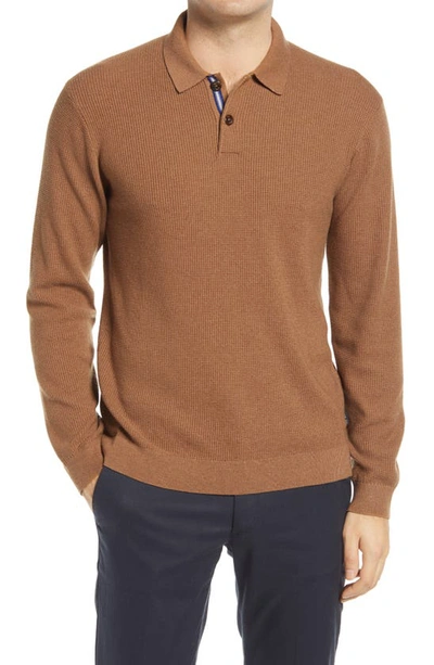 Ted Baker Batha Long Sleeve Polo In Camel